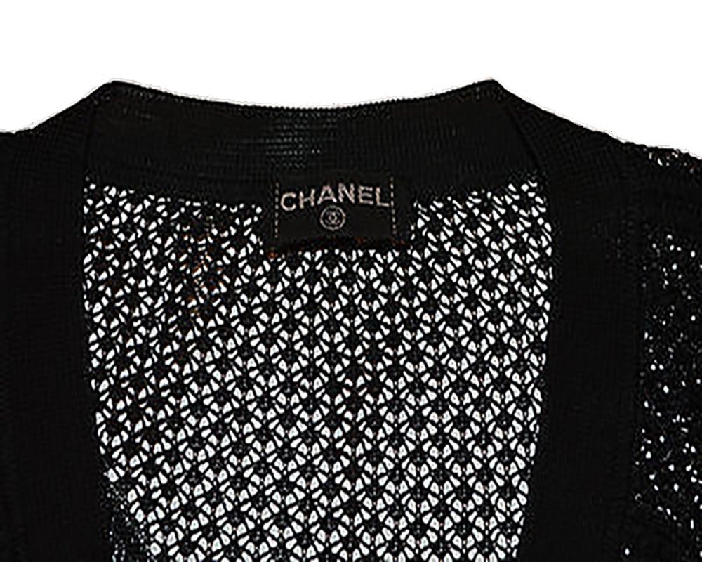 Chanel Fancy Knit V-Neck with Mademoiselle & Camellia Motifs For Sale 4