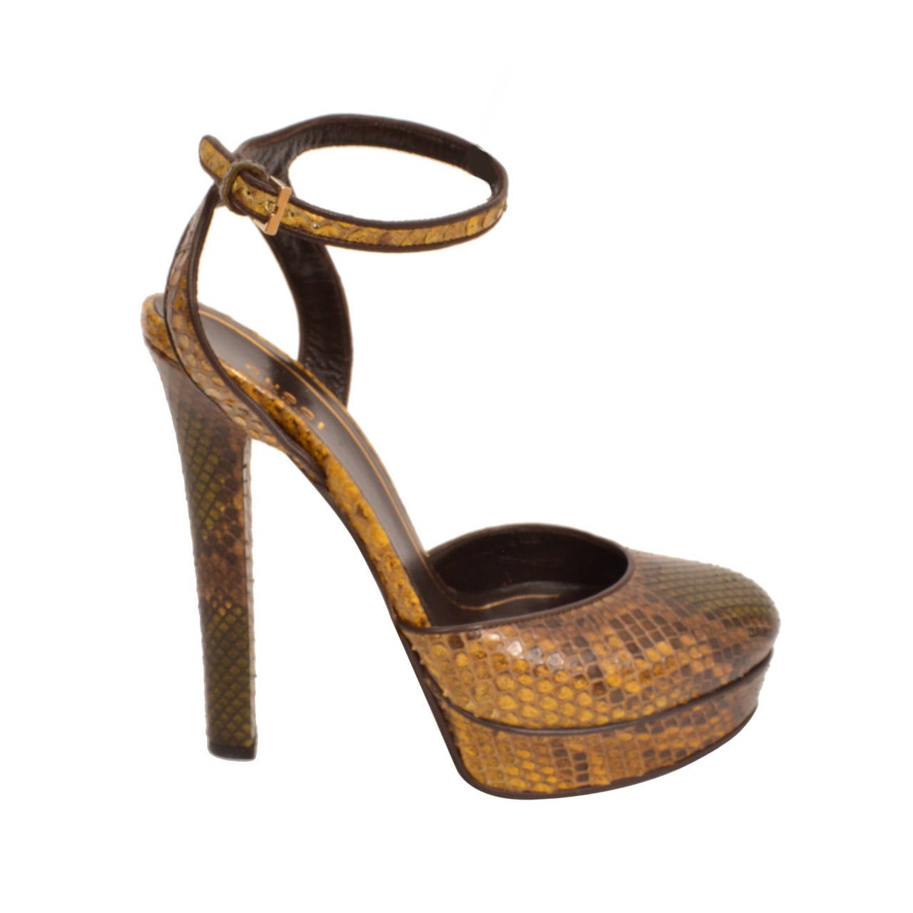 Gucci New Huston Python Platform Pumps For Sale