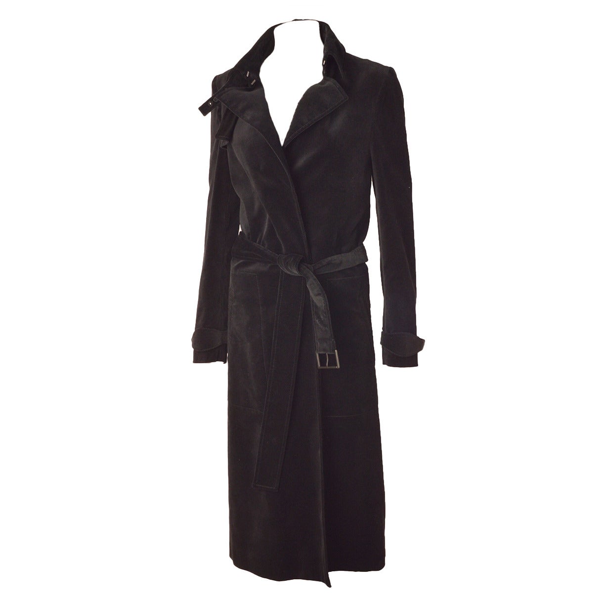 Tom Ford for Gucci Black Velvet Trench Coat