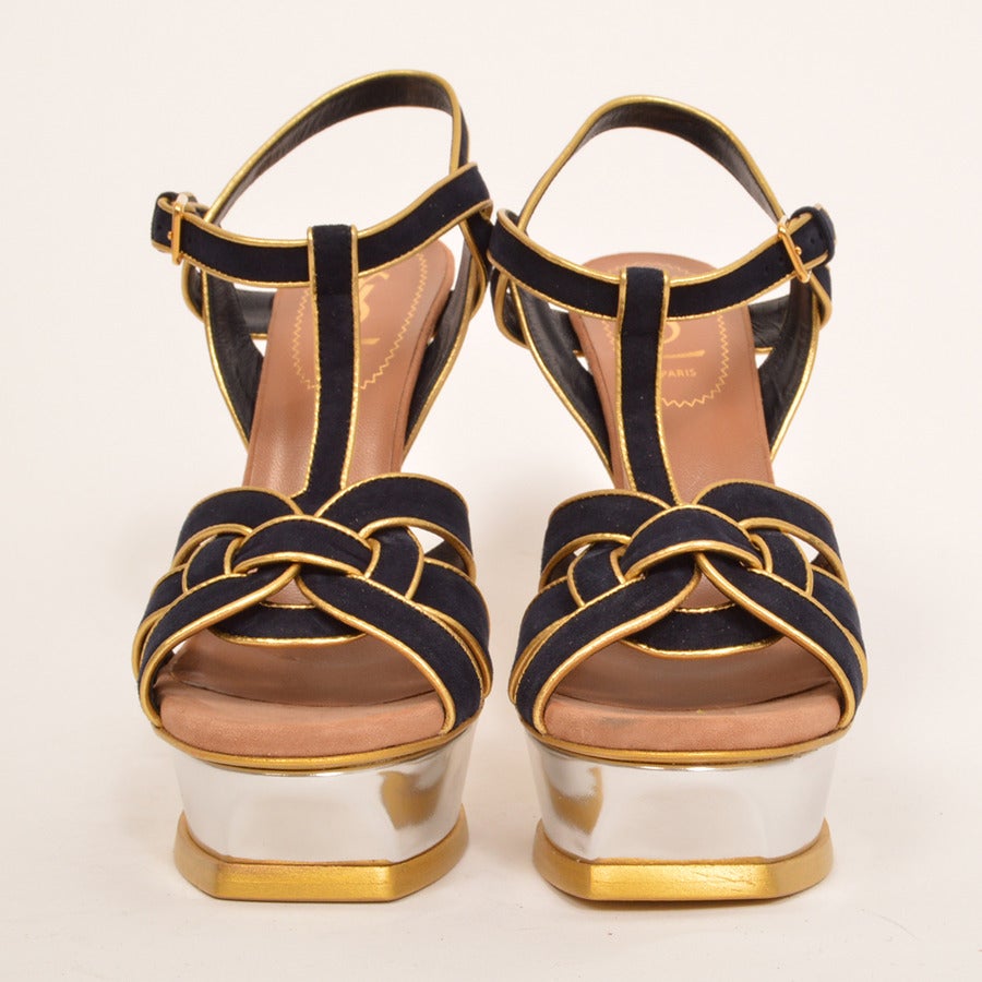 gold ysl tribute heels