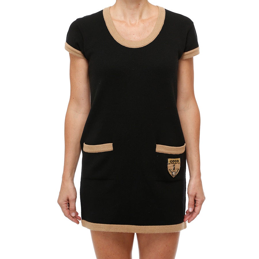 Chanel Bicolor Cashmere Dress In Excellent Condition For Sale In Toronto, Ontario