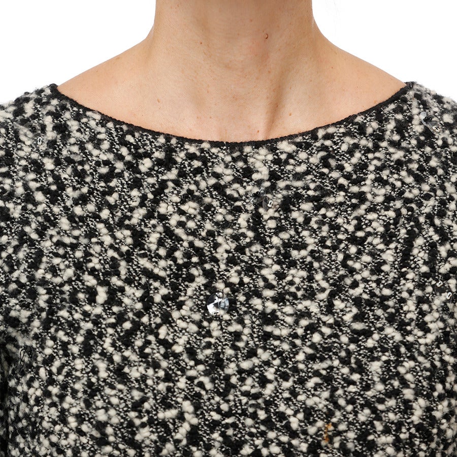 Chanel Black & White Knit Tweed Boucle Dress 4