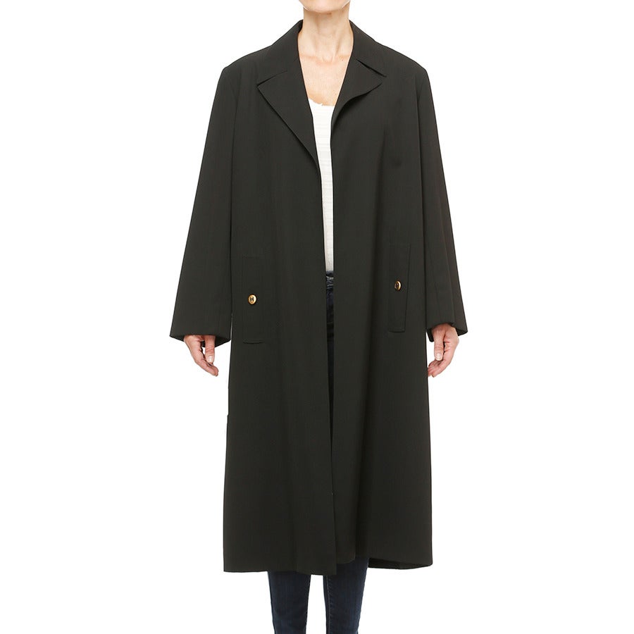 Chanel Black Trench Coat For Sale at 1stDibs