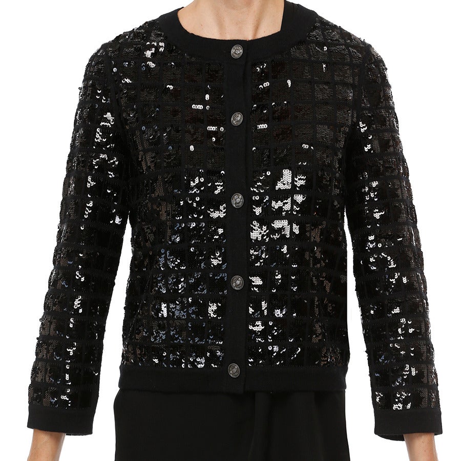 Women's Chanel Cashmere Cardigan with Sequins For Sale