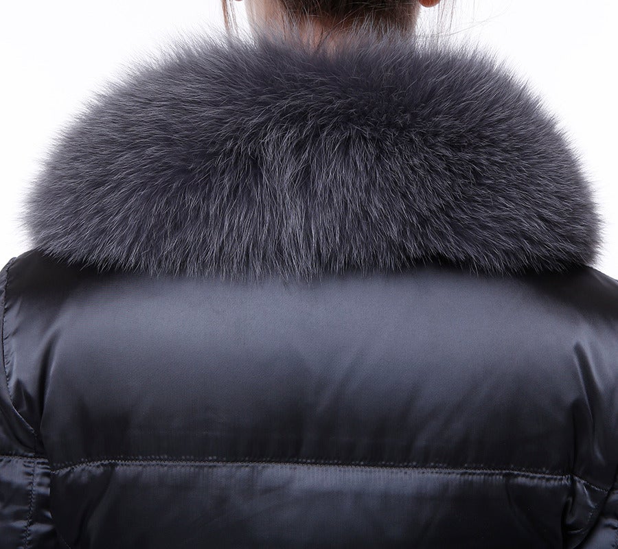 Women's Prada Puffer Coat with Fox Fur Collar For Sale
