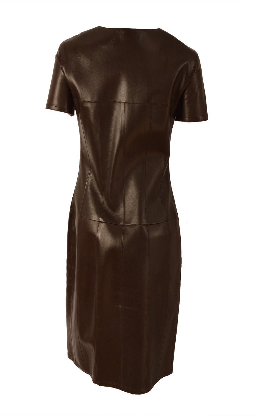 short brown leather dress