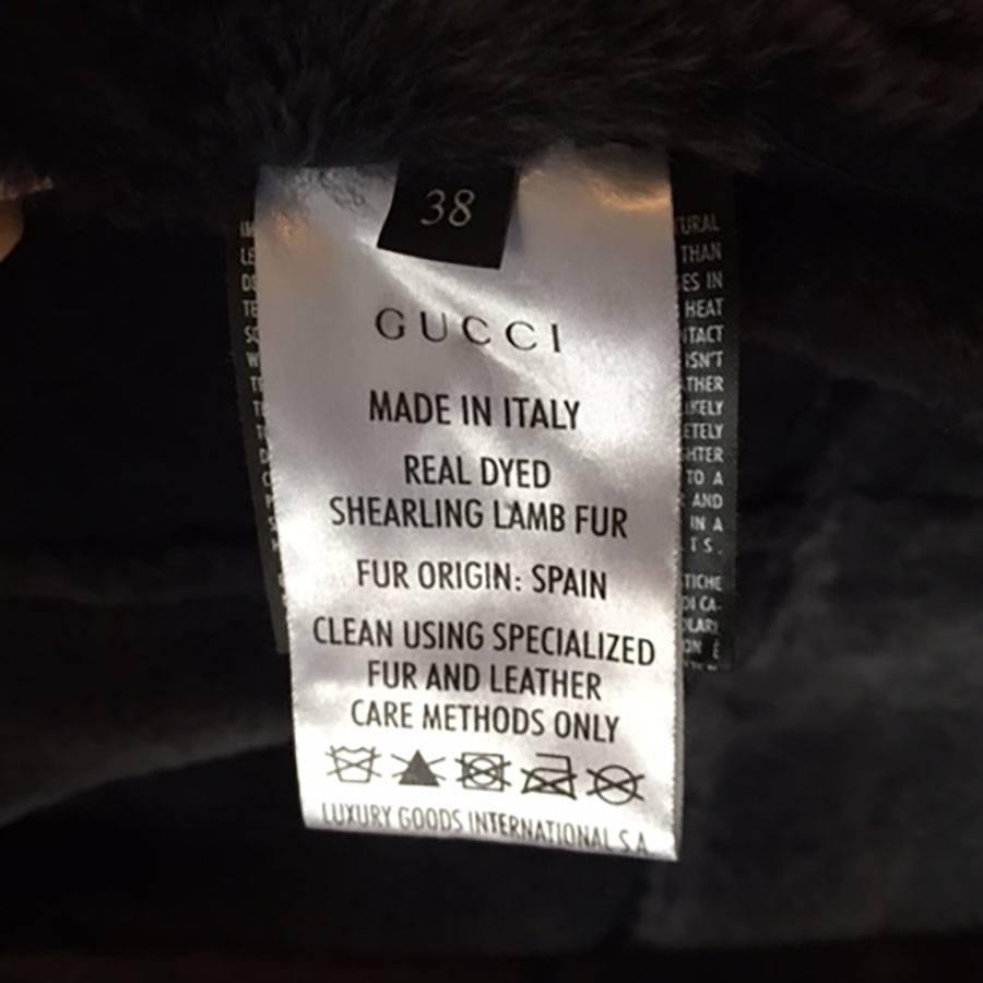 Gucci Grey Shearling Fur Coat For Sale 6
