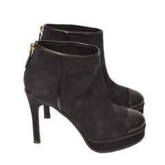 Chanel Blue Suede Platform Booties