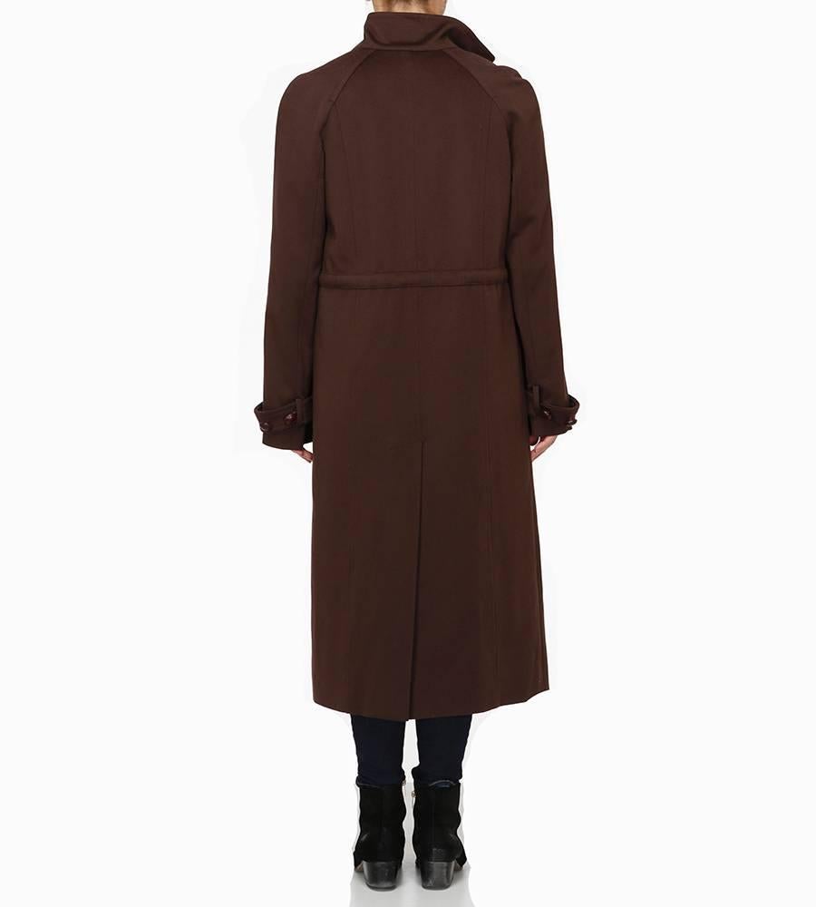 Women's YSL, Yves Saint Laurent Brown Wool Long Coat For Sale