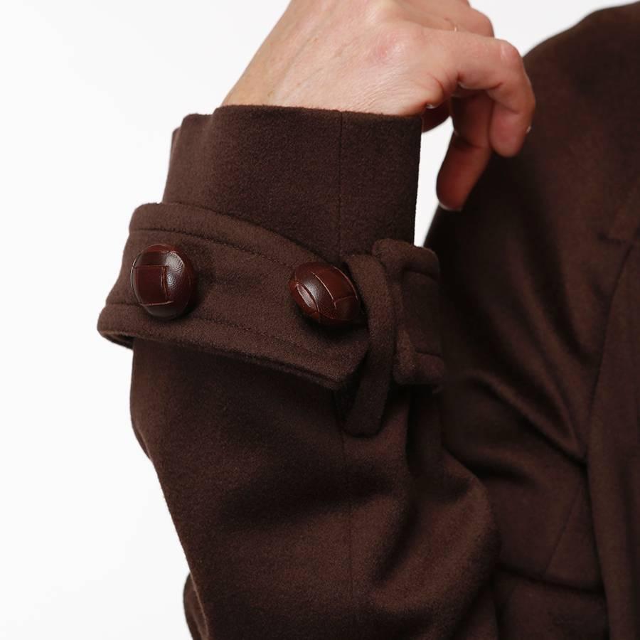 YSL, Yves Saint Laurent Brown Wool Long Coat For Sale 5