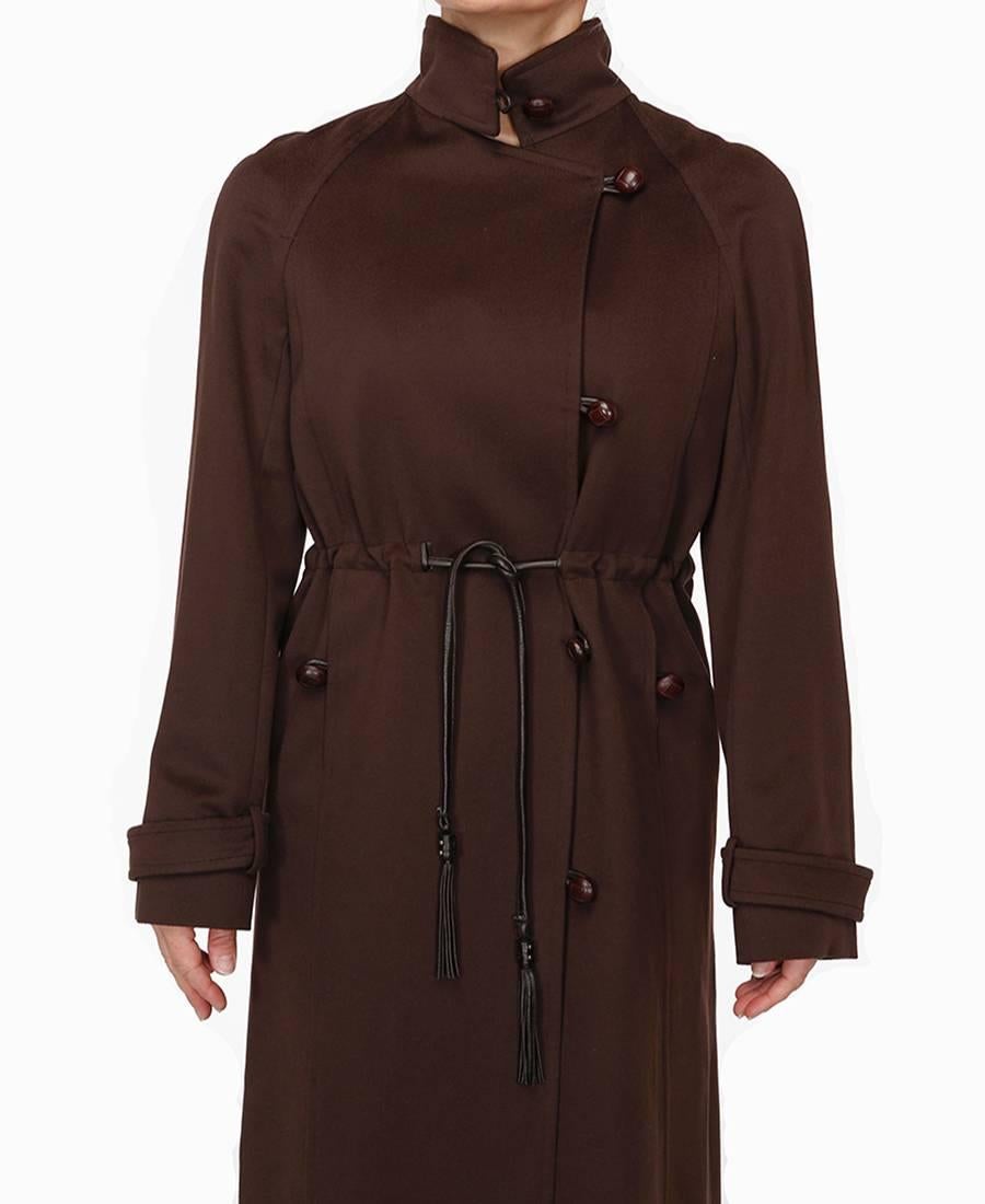 YSL, Yves Saint Laurent Brown Wool Long Coat For Sale 1