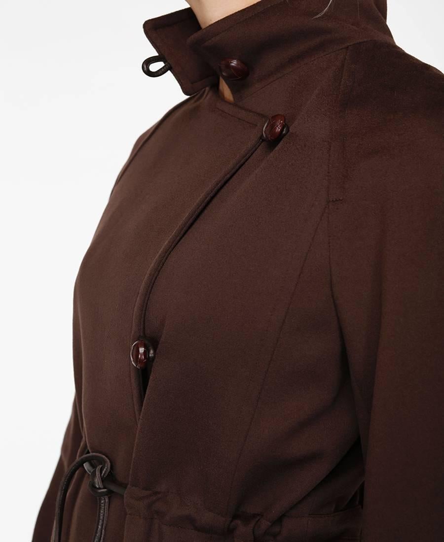 YSL, Yves Saint Laurent Brown Wool Long Coat For Sale 6