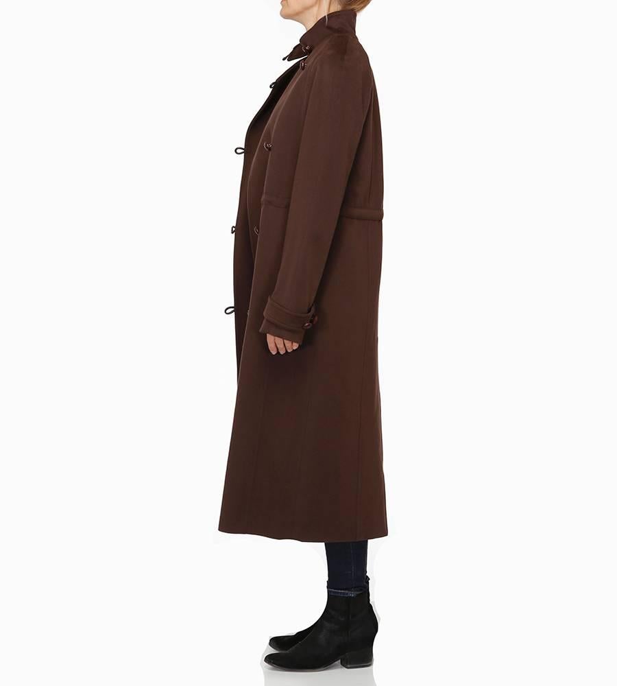YSL, Yves Saint Laurent Brown Wool Long Coat In Excellent Condition For Sale In Toronto, Ontario