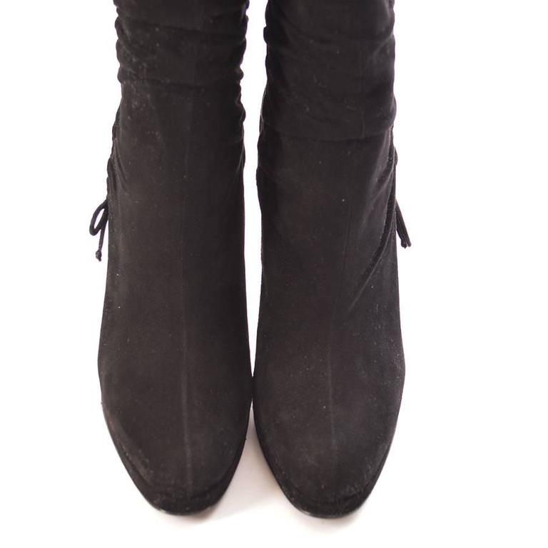 Gucci Black Suede Mid Calf Boots For Sale at 1stDibs
