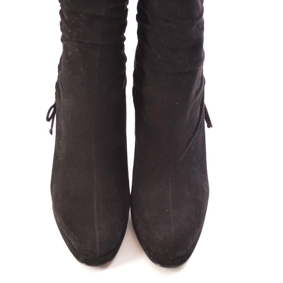 Women's Gucci Black Suede Mid Calf Boots For Sale