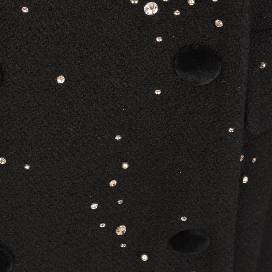 Chanel 2006 Black Wool Long Coat with Crystals For Sale 1