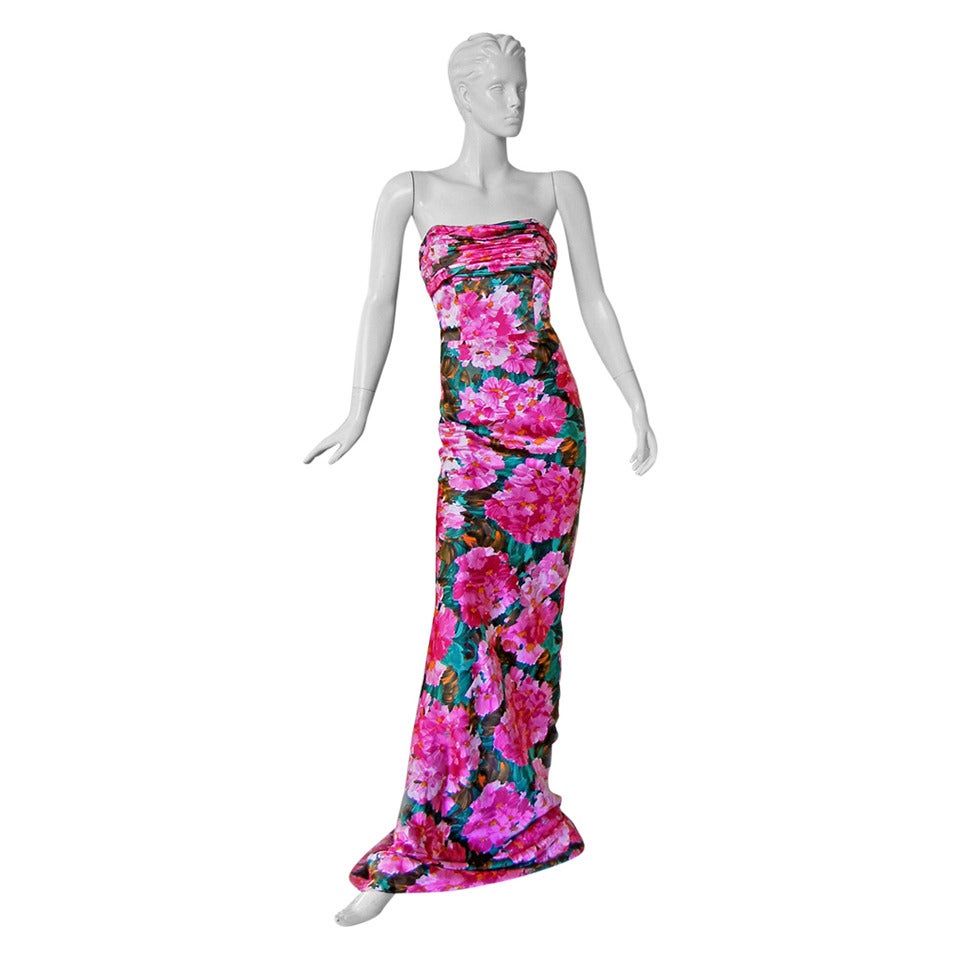 Stunning Balenciaga 2008 Collection by Ghesquiere Iconic Floral Pattern Gown