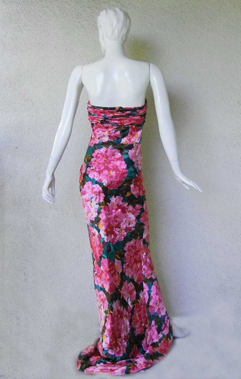 Women's Stunning Balenciaga 2008 Collection by Ghesquiere Iconic Floral Pattern Gown