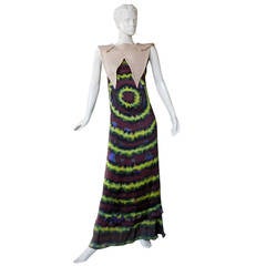 Rodarte Homage to the 60's Tie-Dye Maxi Dress Neoprene Collar 4