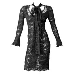 Tom Ford for YSL Devilishy Decadent Black Chantilly Lace Evening Dress