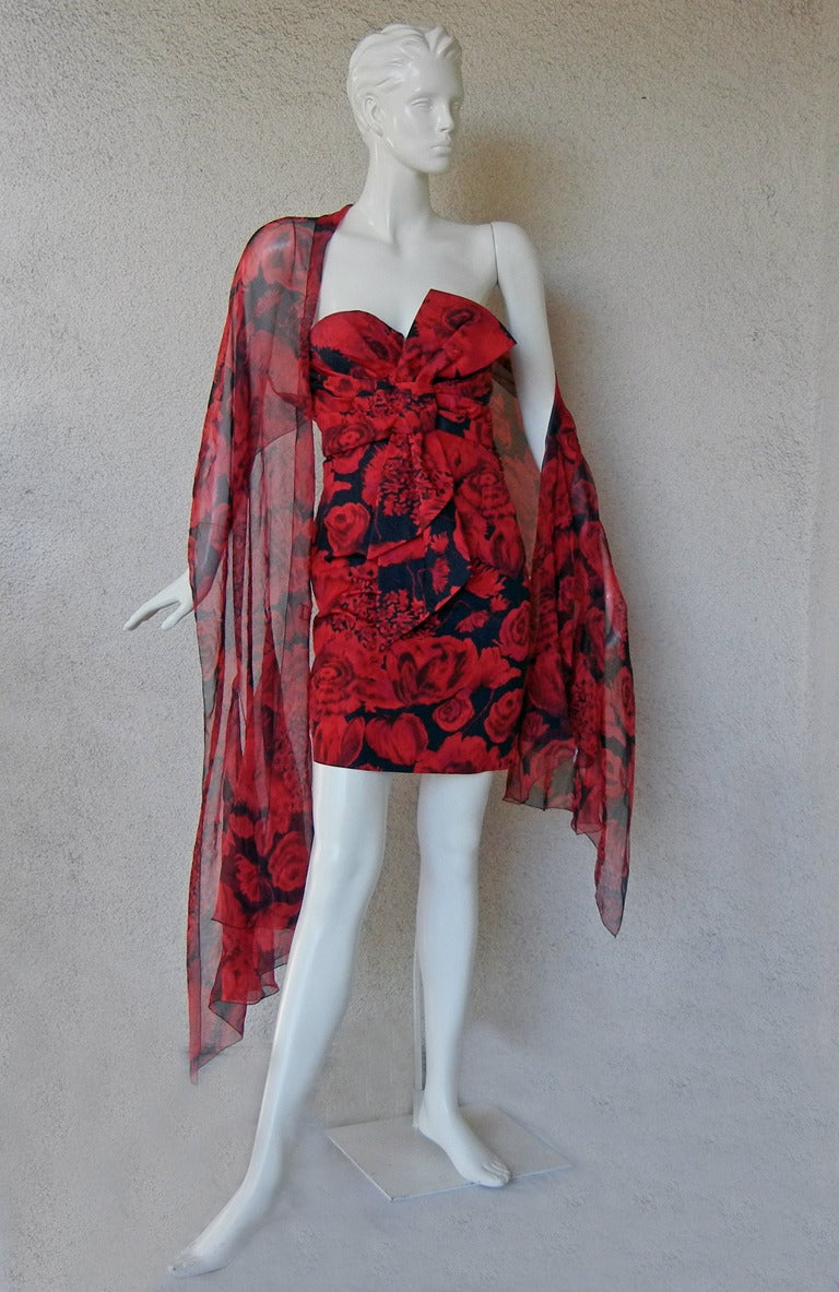 Classic Iconic Christian Dior Cocktail Dress w/Matching Wrap In Excellent Condition In Los Angeles, CA