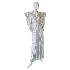 1979 Thierry Mugler "The Future is Now" Silver Lame Futuristic Dress 8