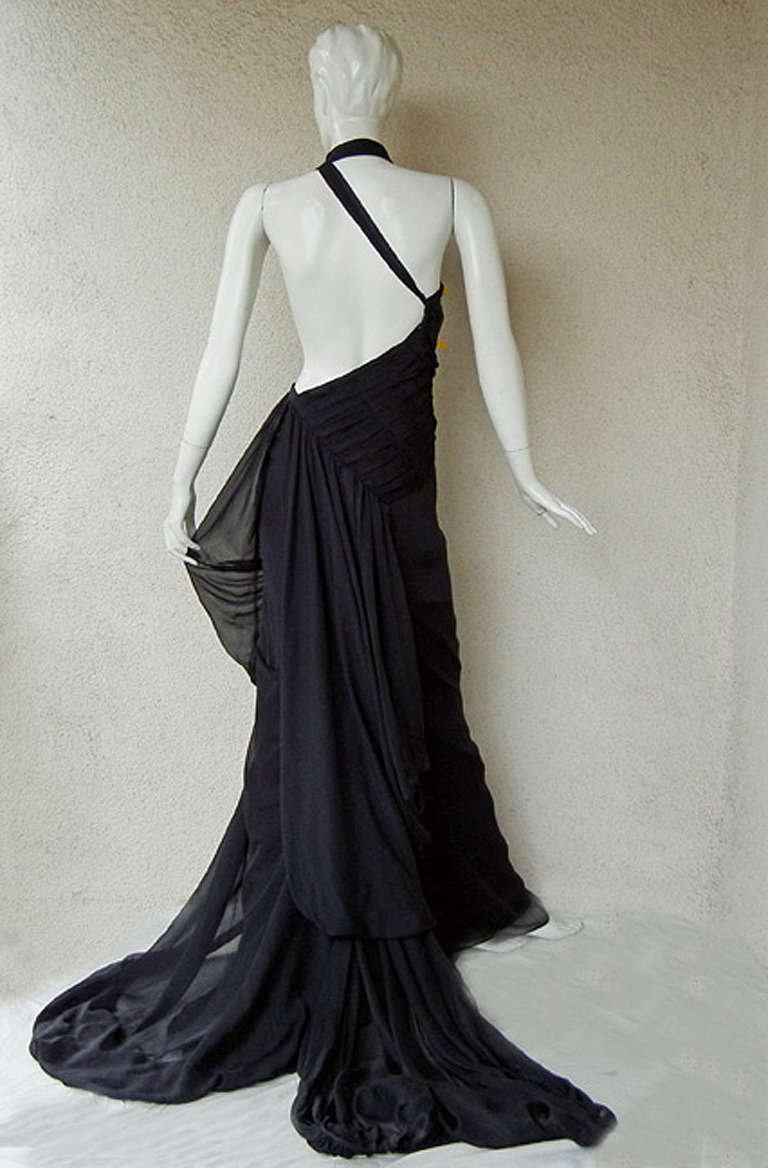 Women's Ungaro 30's Inspired Black Beauty Gown