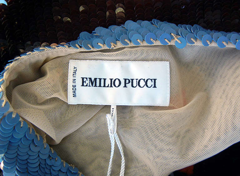 Emilio Pucci One Shoulder Beaded Geometric Pattern Evening Dress 1