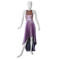 Christopher Kane Lame Silk Concertina-Pleated Evening Dress New!