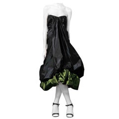 Alexander McQueen - Robe de soirée en soie noire et vert pétrole avec bustier, état neuf avec étiquettes, 2007