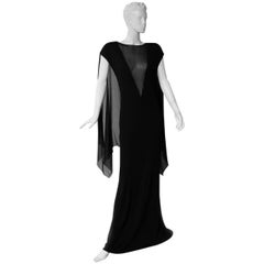Jean Paul Gaultier Dramatic Goth Dress Gown with Flowing Cape   New