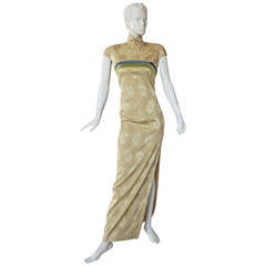 Met Exhibition 1997 House of Dior Galliano Embroidered Silk Jacquard Cheongsam