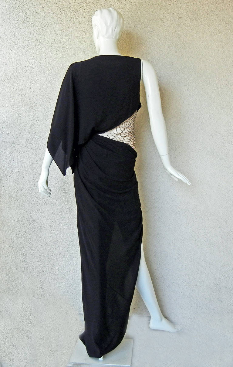 Vionnet Sultry Spiderweb Beaded Evening Dress Gown at 1stDibs
