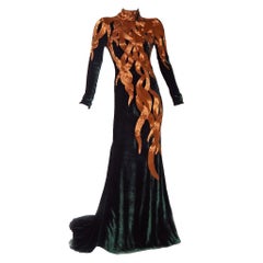 Alexander McQueen 2007 Velvet Flame Gown