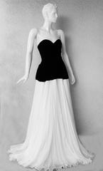 Alexander McQueen Rare Vintage Black Velvet White Chiffon Dress Gown NEW