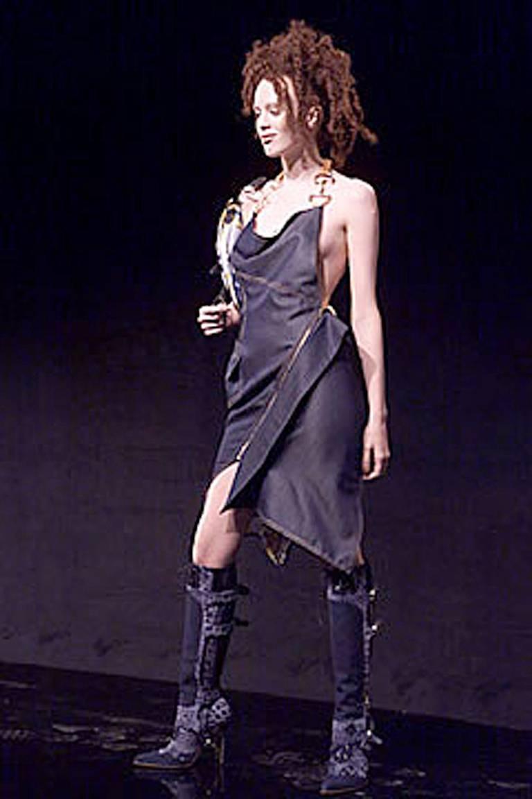 Circa 2000 Christian Dior by Galliano Iconic Asymmetric Logo Zipper Dress 1
