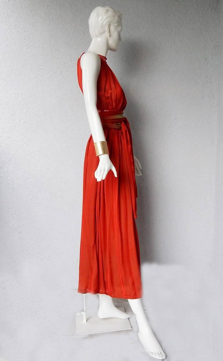 Jean Paul Gaultier Diaphanous Cayenne Maxikleid aus Seide mit Obi-Gürtel  Neu Damen