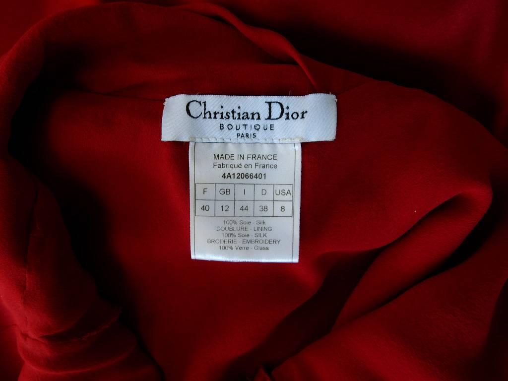 Women's Christian Dior Ravishing Red Embroidered Silk Evening Dress