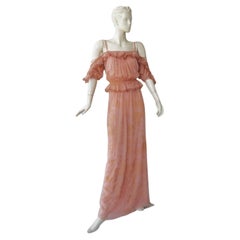 Used Valentino Rnwy "Pretty in Pink" Romantic Off-the-Shoulder Silk Dress Gown  