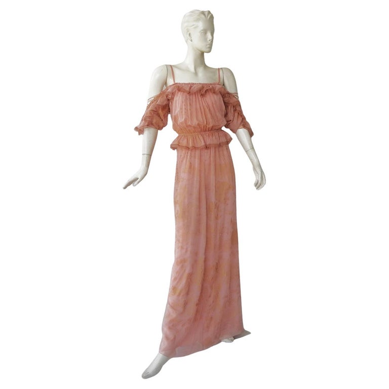 Valentino Rnwy "Pretty in Pink" Romantic Off-the-Shoulder Silk Dress Gown  SALE! For Sale at 1stDibs