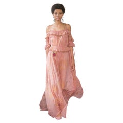 Valentino Rnwy "Pretty in Pink" Romantic Off-the-Shoulder Silk Dress Gown