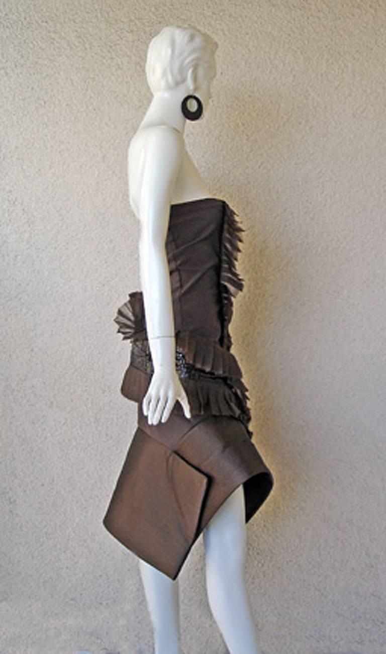 Rare Gianfranco Ferre Asymmetric Avant Garde Croco Evening Dress In New Condition In Los Angeles, CA
