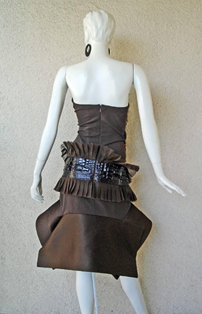 Women's or Men's Rare Gianfranco Ferre Asymmetric Avant Garde Croco Evening Dress