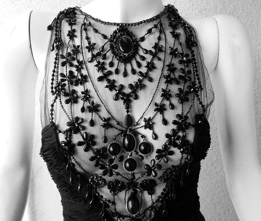 Women's Valentino Garavani Elegant Jeweled Black Dress Gown