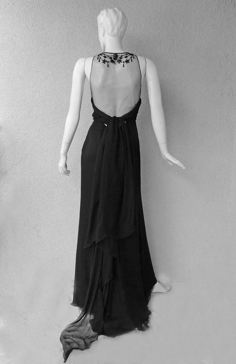 Valentino Garavani Elegant Jeweled Black Dress Gown 1