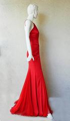 Versace Red Silk Bias Gown worn on the Red Carpet in Cannes
