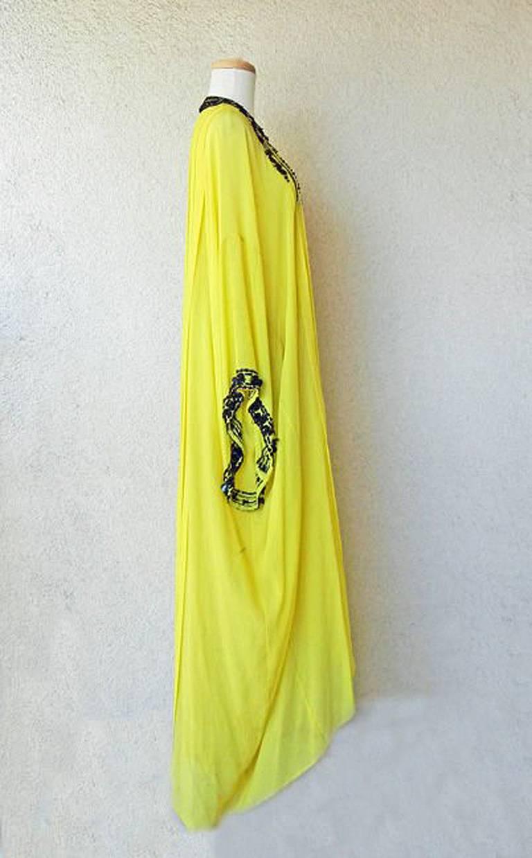 Oscar de la Renta Sunshine Yellow Beaded Tunic Caftan Dress new 1