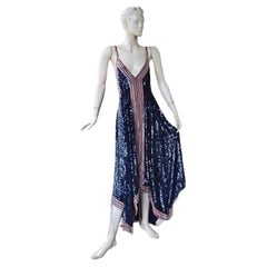 Valentino Runway Inspired Art Deco Beaded Handkerchief Hem Evening Dress Gown