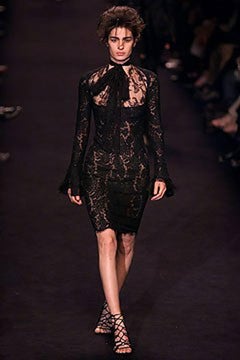 Tom Ford für YSL Devilishy Dekadent Schwarzes Abendkleid aus Chantilly-Spitze