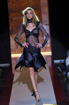 Gianfranco Ferre Favorite Avant Garde Beaded Blue Evening Dress   NEW